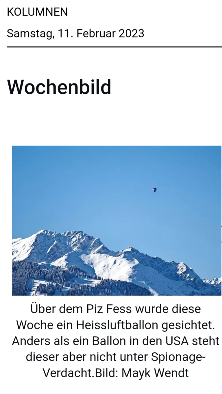 Sogar die Zeitung "Südostschweiz" hat uns bemerkt!