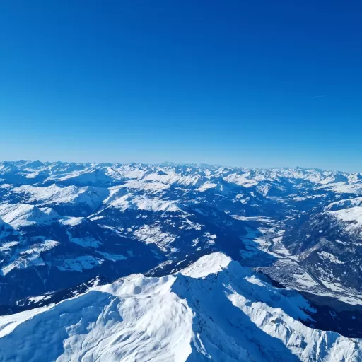 Fernsicht über die verschneiten Alpen